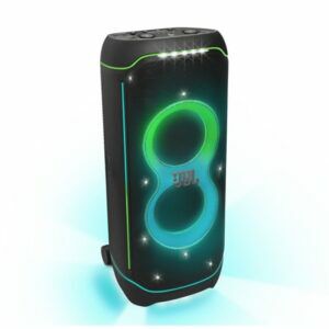 Afbeelding van een JBL PartyBox Ultimate met gitaar- en dubbele microfooningang