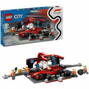 Afbeelding van een LEGO City - F1 pitstop en pitcrew met Ferrari auto Constructiespeelgoed