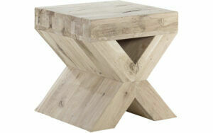 Afbeelding van een Goossens Bijzettafel Cruzado, hout eiken onbewerkt, stijlvol landelijk, 50 x 50 x 47 cm