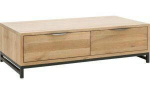 Afbeelding van een Goossens Salontafel Max rechthoekig, hout eiken onbewerkt, urban industrieel, 125 x 37 x 65 cm