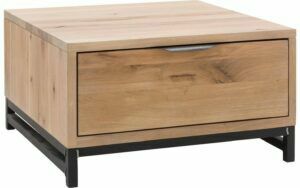 Afbeelding van een Goossens Hoektafel Max, hout eiken onbewerkt, urban industrieel, 65 x 37 x 65 cm