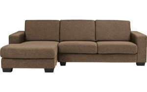Afbeelding van een Goossens Hoekbank N-joy Divana Met Chaise Longue bruin, stof, 2,5-zits, stijlvol landelijk met chaise longue links