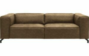 Afbeelding van een Goossens Bank Calvin groen, micro leer, 3,5-zits, modern design