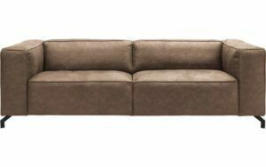 Afbeelding van een Goossens Bank Calvin bruin, micro leer, 3,5-zits, modern design