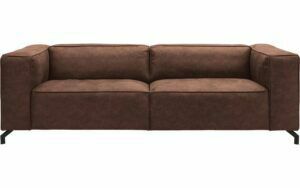 Afbeelding van een Goossens Bank Calvin bruin, micro leer, 3,5-zits, modern design