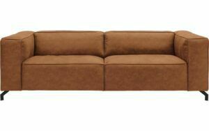 Afbeelding van een Goossens Bank Calvin cognac, micro leer, 3,5-zits, modern design