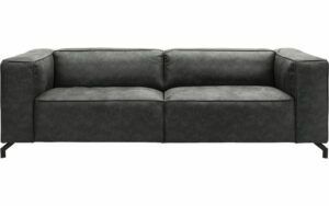 Afbeelding van een Goossens Bank Calvin grijs, micro leer, 3,5-zits, modern design