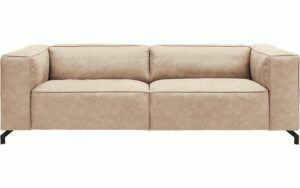 Afbeelding van een Goossens Bank Calvin beige, micro leer, 3,5-zits, modern design
