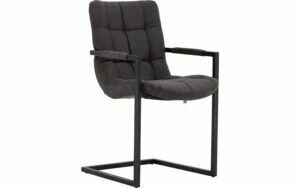 Afbeelding van een Goossens Eetkamerstoel Steven antraciet microvezel met armleuning, urban industrieel