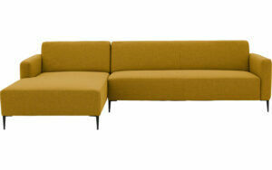 Afbeelding van een Goossens Bank Key West geel, stof, 3-zits, modern design