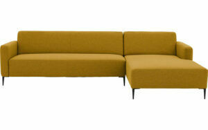 Afbeelding van een Goossens Bank Key West geel, stof, 3-zits, modern design