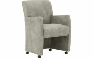 Afbeelding van een Goossens Eetkamerstoel Alex grijs microvezel met armleuning en met wielen, stijlvol landelijk