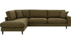 Afbeelding van een Goossens Bank Jonas groen, micro leer, 3,5-zits, urban industrieel met ligelement links