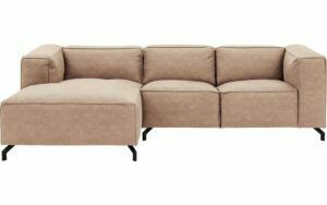 Afbeelding van een Goossens Bank Calvin beige, micro leer, 2-zits, modern design