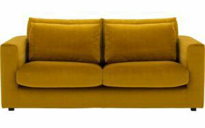 Afbeelding van een Goossens Bank Ravenia geel, stof, 2,5-zits, stijlvol landelijk