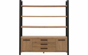 Afbeelding van een Goossens Wandmeubel Santos, 2 deuren, 3 laden, 3 open vakken 200 cm hoog 180 cm breed