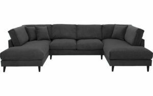 Afbeelding van een Goossens Bank Jonas grijs, stof, urban industrieel met ligelement links met ligelement rechts