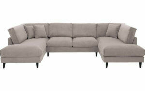 Afbeelding van een Goossens Bank Jonas beige, stof, urban industrieel met ligelement links met ligelement rechts