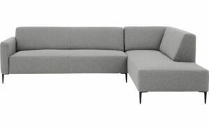 Afbeelding van een Goossens Bank Key West lichtgrijs, stof, 3-zits, modern design met ligelement rechts