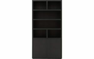 Afbeelding van een Goossens Buffetkast Barcelona, 2 deuren 6 open vakken, zwart eiken, 108 x 212 x 45 cm, stijlvol landelijk