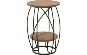 Afbeelding van een Goossens Salontafel Bellis rond, hout eiken donker bruin, stijlvol landelijk, 39 x 60 x 39 cm