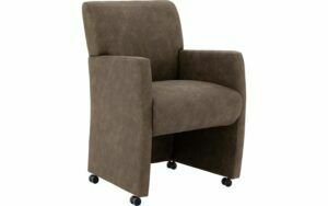 Afbeelding van een Goossens Eetkamerstoel Alex groen microvezel met armleuning en met wielen, stijlvol landelijk