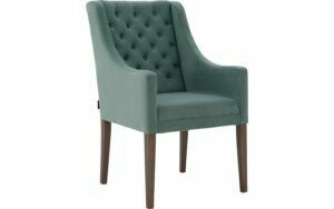 Afbeelding van een Goossens Eetkamerstoel Pearl groen velvet stof met armleuning, stijlvol landelijk