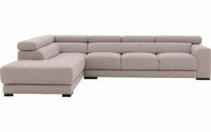 Afbeelding van een Goossens Bank Nora lichtgrijs, stof, 3-zits, stijlvol landelijk met ligelement links