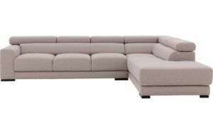 Afbeelding van een Goossens Bank Nora lichtgrijs, stof, 3-zits, stijlvol landelijk met ligelement rechts