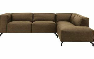 Afbeelding van een Goossens Bank Calvin groen, micro leer, 3-zits, modern design met ligelement rechts