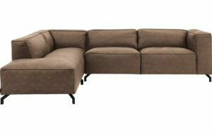 Afbeelding van een Goossens Bank Calvin bruin, micro leer, 3-zits, modern design met ligelement links