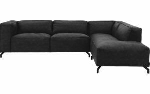 Afbeelding van een Goossens Bank Calvin grijs, micro leer, 3-zits, modern design met ligelement rechts