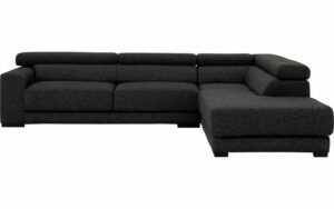 Afbeelding van een Goossens Bank Nora donkergrijs, stof, 2,5-zits, stijlvol landelijk met ligelement rechts