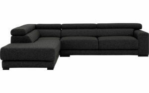 Afbeelding van een Goossens Bank Nora donkergrijs, stof, 2,5-zits, stijlvol landelijk met ligelement links