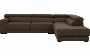 Afbeelding van een Goossens Bank Nora bruin, stof, 2,5-zits, stijlvol landelijk met ligelement rechts