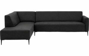 Afbeelding van een Goossens Bank Key West antraciet, micro leer, 3-zits, modern design met ligelement links