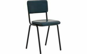 Afbeelding van een Goossens Eetkamerstoel Chaplin blauw leer leuning, urban industrieel