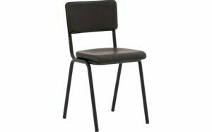 Afbeelding van een Goossens Eetkamerstoel Chaplin groen leer leuning, urban industrieel