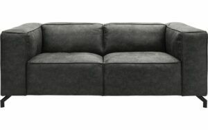 Afbeelding van een Goossens Bank Calvin grijs, micro leer, 2-zits, modern design