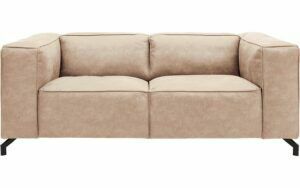 Afbeelding van een Goossens Bank Calvin beige, micro leer, 2-zits, modern design