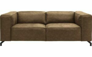 Afbeelding van een Goossens Bank Calvin groen, micro leer, 2,5-zits, modern design