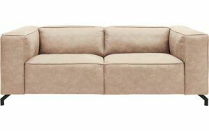 Afbeelding van een Goossens Bank Calvin beige, micro leer, 2,5-zits, modern design