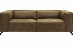 Afbeelding van een Goossens Bank Calvin groen, micro leer, 3-zits, modern design