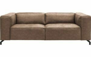 Afbeelding van een Goossens Bank Calvin bruin, micro leer, 3-zits, modern design