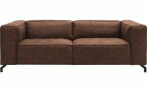 Afbeelding van een Goossens Bank Calvin bruin, micro leer, 3-zits, modern design