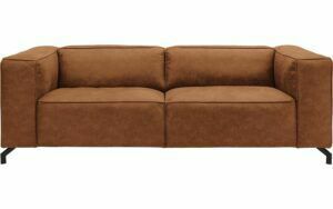 Afbeelding van een Goossens Bank Calvin cognac, micro leer, 3-zits, modern design