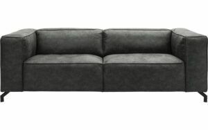 Afbeelding van een Goossens Bank Calvin grijs, micro leer, 3-zits, modern design