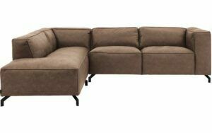 Afbeelding van een Goossens Bank Calvin bruin, micro leer, 2,5-zits, modern design met ligelement links