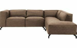 Afbeelding van een Goossens Bank Calvin bruin, micro leer, 2,5-zits, modern design met ligelement rechts