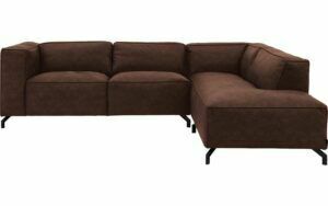 Afbeelding van een Goossens Bank Calvin bruin, micro leer, 2,5-zits, modern design met ligelement rechts